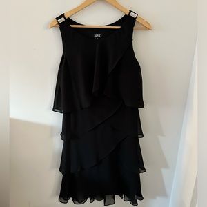 Black Formal Cocktail Dress with Ruffles